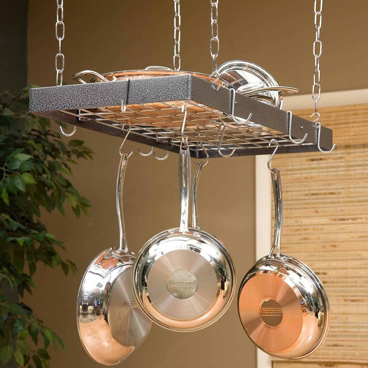 30‑in Hammered Steel Rectangular Pot Rack