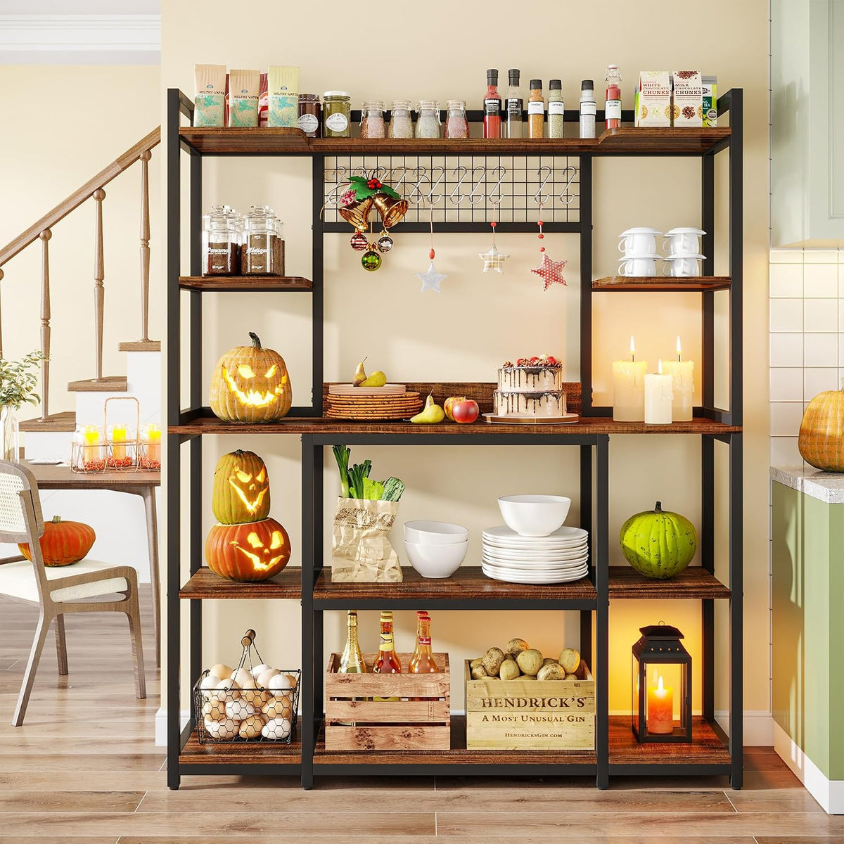 5‑Tier Rustic Brown Bakers Rack