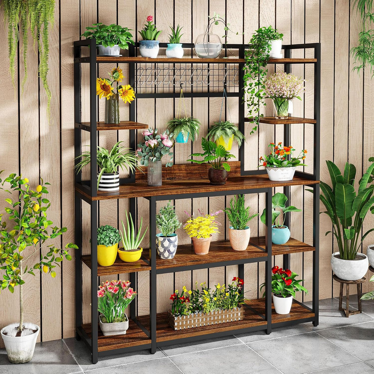 5‑Tier Rustic Brown Bakers Rack