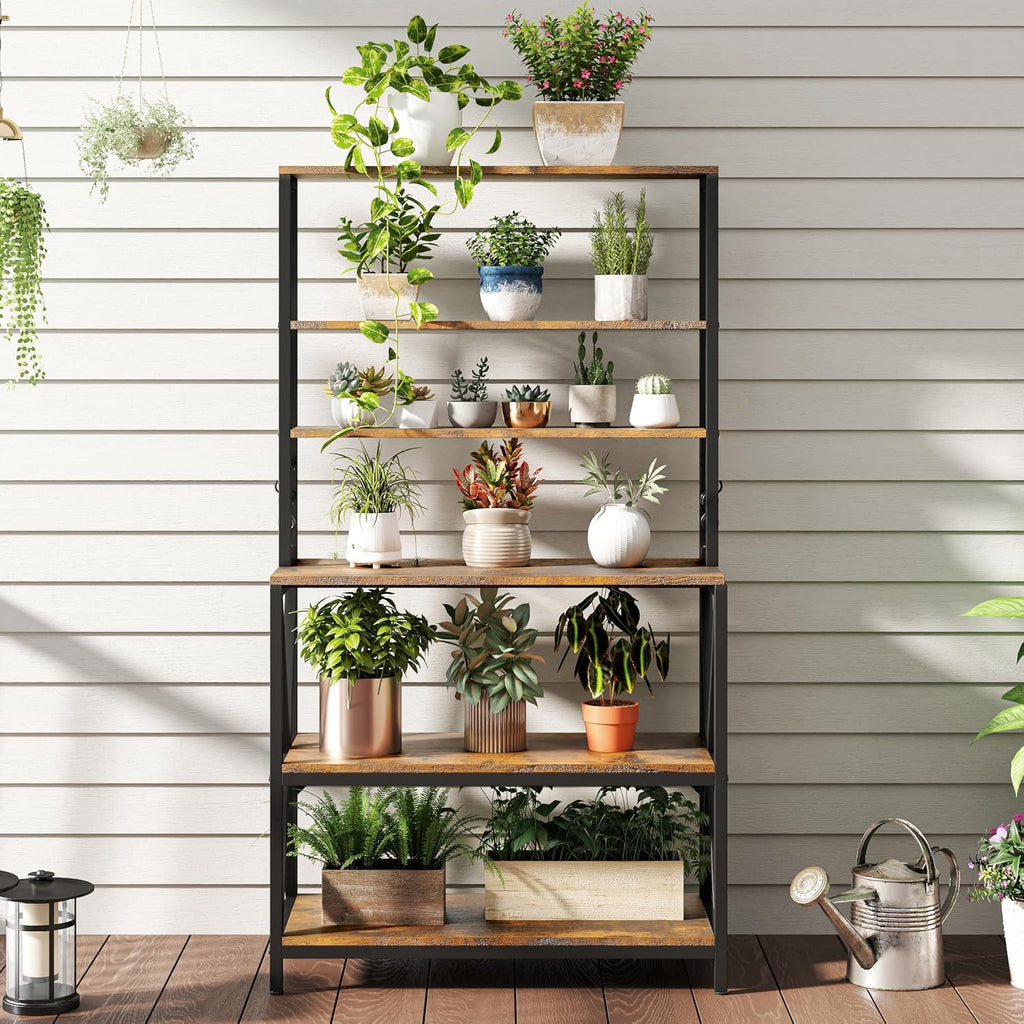 6‑Tier Rustic Brown Bakers Rack