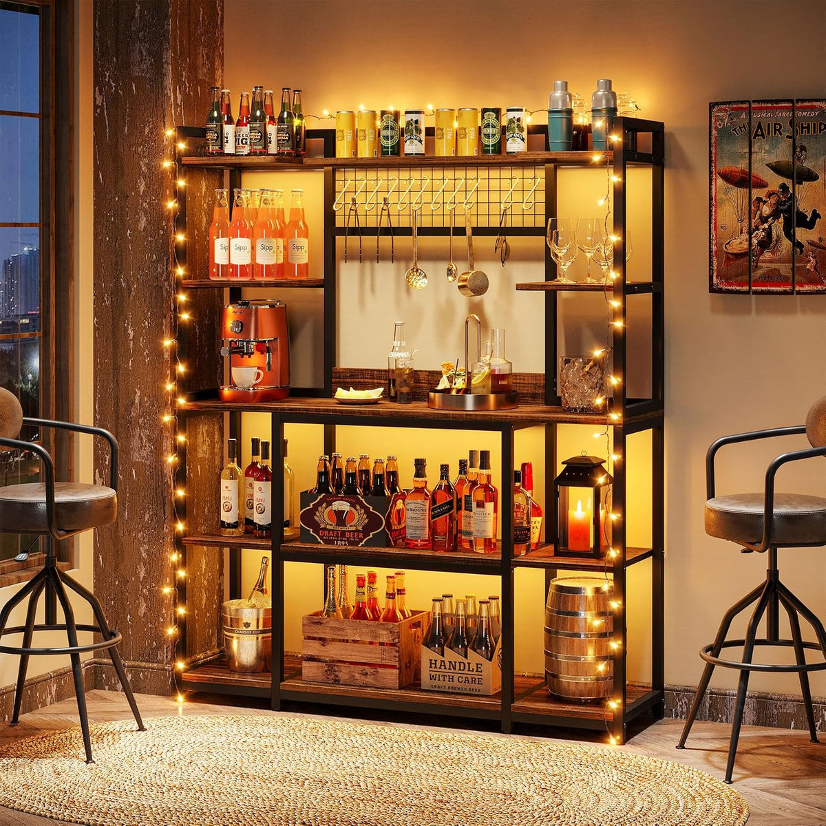 5‑Tier Rustic Brown Bakers Rack