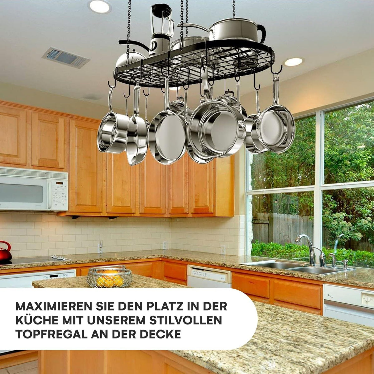 33×17" Black Ceiling Pot Rack with 15 Hooks