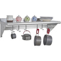 12"×36" Stainless Steel Wall Pot Rack with 6 Hooks