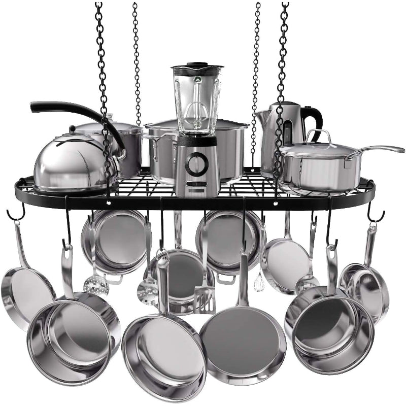 33×17" Black Ceiling Pot Rack with 15 Hooks