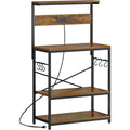Bakers Rack with Power Outlets, Rustic Brown
