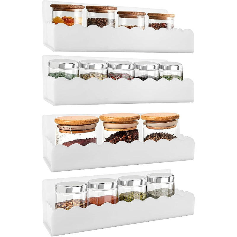 4‑Pack White 10‑Inch Wall‑Mounted Spice Rack