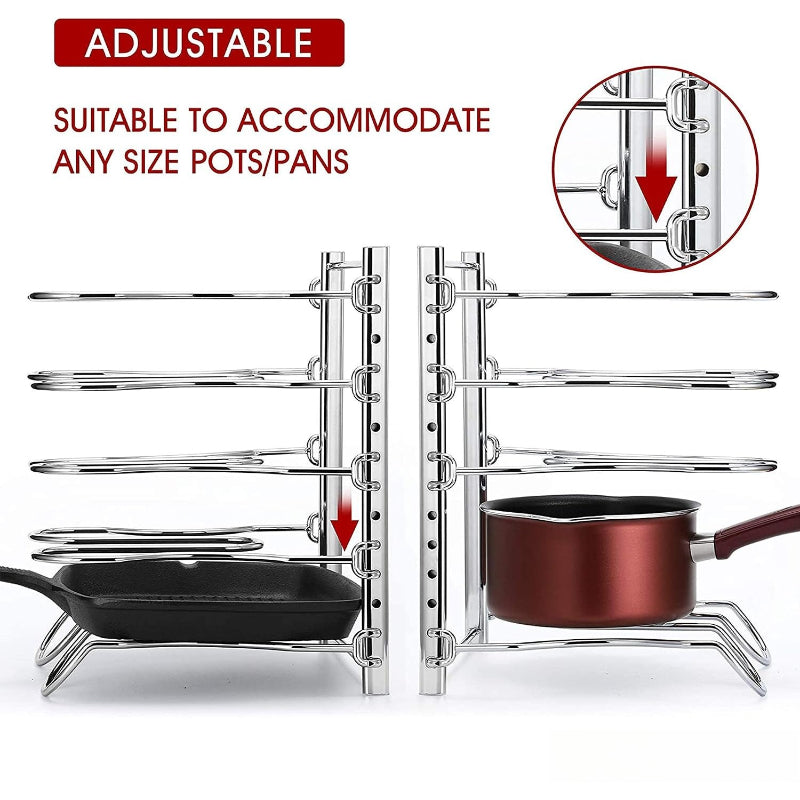 Chrome Pot & Lid Organizer with 5 Dividers